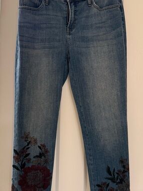Chico's Denim Straight-Leg Jeans with Floral Hem